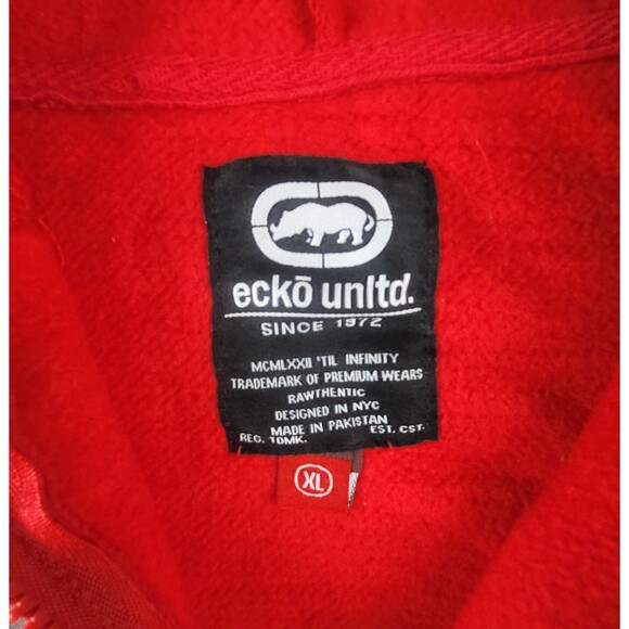 ECKO UNLTD Red Full Zip Hooded Sweatshirt Size XL Long Sleeve Hoodie - Picture 3 of 6